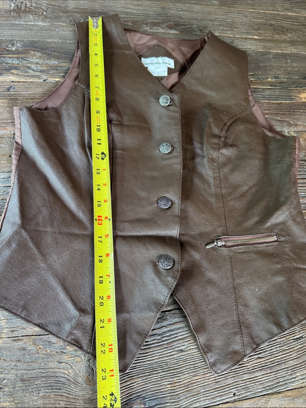 David BenJamin 70’s chocolate brown leather Weatern style vest menswear Medium - Picture 7 of 7
